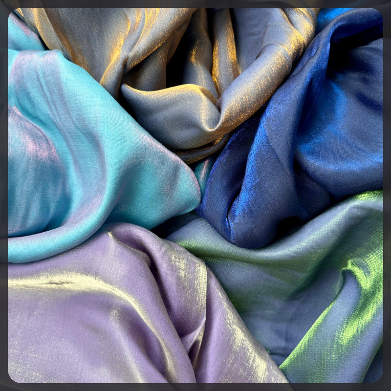 琉璃丝缎酸缎面婚纱设计师布料亮面娃衣渐变面料仿醋绸缎礼服丝绸