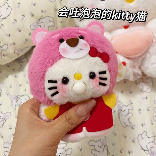 Strawberry Bear Kitty Meows and Bubbles Handmade DIY Plush Material Kit Recordable Plush Toy Hanger Cute
