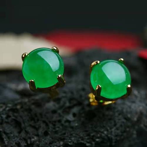  New Japanese/Korean S925 Pure Silver Needle Pendant Earrings for Women, Emerald Green Zircon Stone Earrings, Exquisite and Simple Style