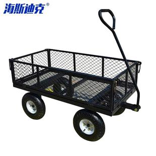 Hkz-19 Four-Wheel Hand-Pushed Net Cart, Flatbed Cart, Foldableing Trailer, Light Sound Cart for Transporting Goods