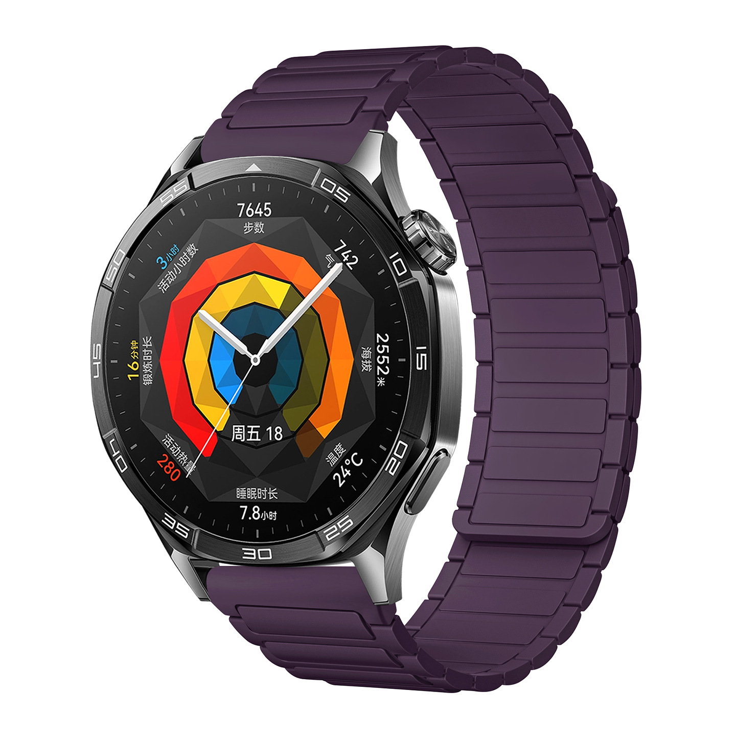 The watch4567 Armored I-shaped three-bead silicone magnetic watch strap is suitable for Huawei gt3, GT4 and GT5 watches undefined