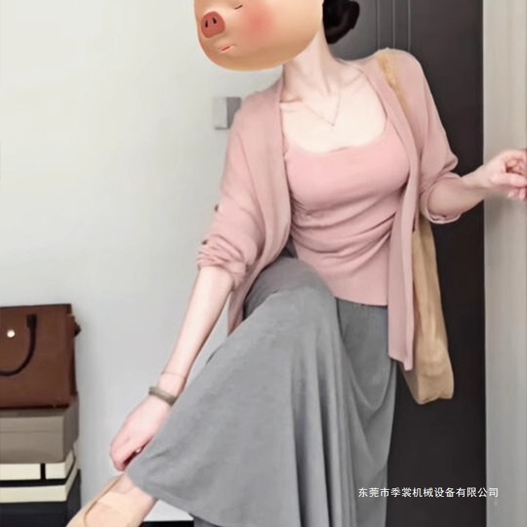 感穿搭秋装搭配一整套大码胖mm遮肉显瘦针织连衣裙子三件套装|undefined