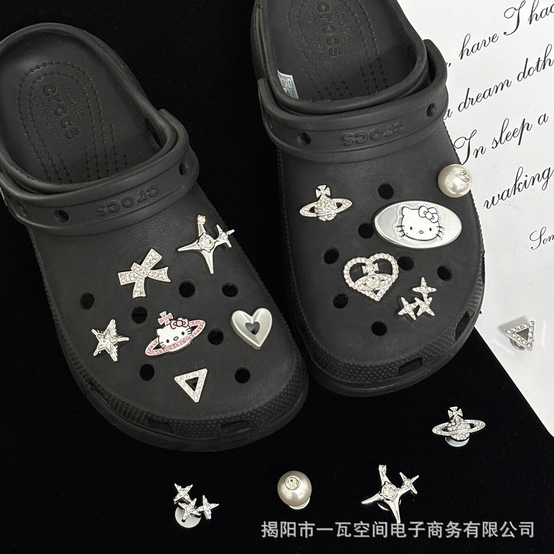 Croc Shoes Shoe Flower Accessories DIY Detachable Kitty Cat Planet Sweet Cool Style Flower Buckle Little Red Book Accessories Single Piece