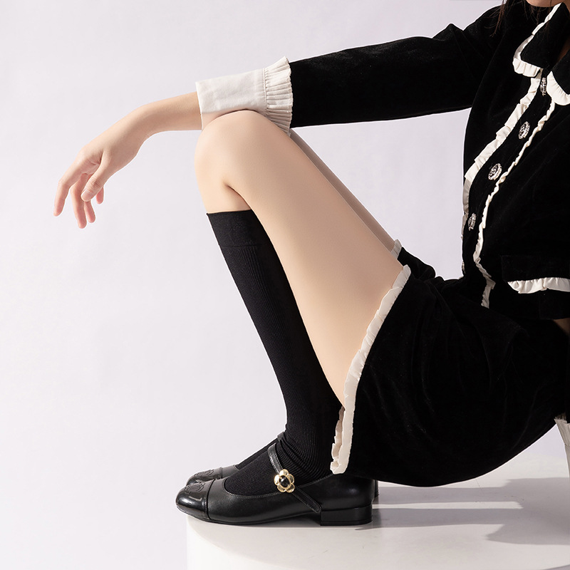 Calcetines de presión de primavera y otoño de color sólido para adelgazar JK retro anchor rojo japonés calcetines de color sólido rodillas delgadas piernas