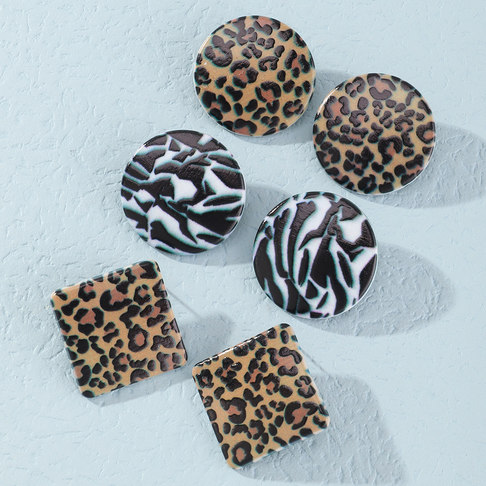 simple geometric leopard pattern earrings wholesale Nihaojewelry
