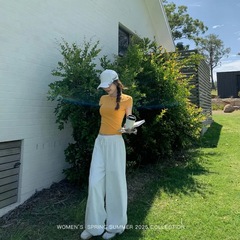 女性用の西洋風の服、怠惰なスタイル、夏の多用途カジュアルフロストパンツ、ニッチな女性の新しいパンツ 2295