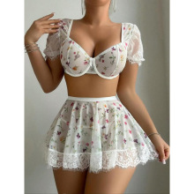 L 34851 Lace Mesh Print Skirt Set ��˿��ɴӡ����ȹ�羳��