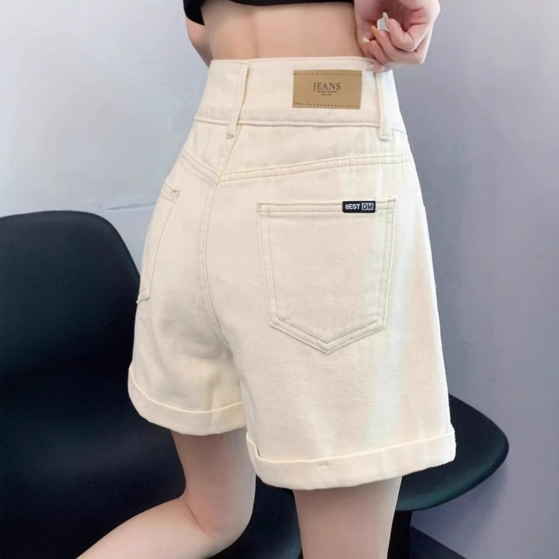 White Denim Shorts for Women, Summer Thin Style, Pear-Shaped Body, Plus Size, High Waist, Slimming, Trendy Wide-Leg Hot Pants This Year White Denim Shorts for Women, Summer Thin Style, Pear-Shaped Body, Plus Size, High Waist, Slimming, Trendy Wide-Leg Hot Pants This Year
