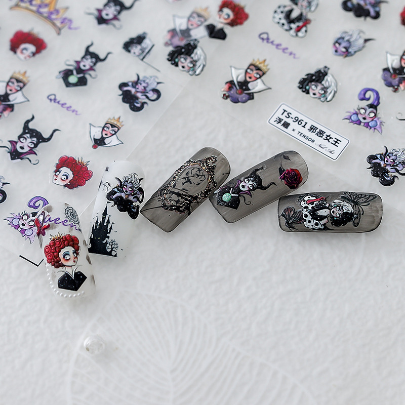 Iron New Technology Stereo 5D Nail Art Sticker Cartoon Back Glue Nail Sticker Nail Jewelry Evil Queen TS960
