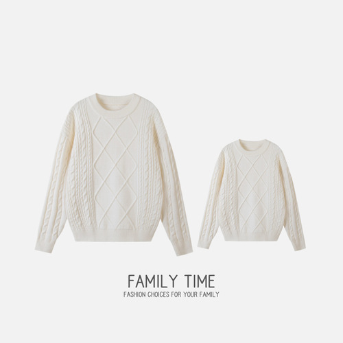  Autumn/Winter New Parent-Child Outfits for a Family of Four, Knitted Sweaters for Boys and Girls, Casual and Versatile Fashion Trends