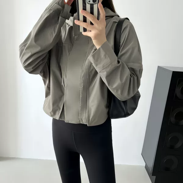 26Qsqs Lulu Soft Shell Short Jacket Women's Autum Outdoor Windproof Running Hooded Sports Jacket