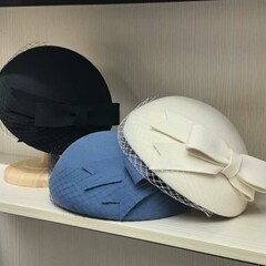 秋冬日本款网纱蝴蝶结装饰名嫒风女复古贝蕾帽画家帽羊毛呢时装帽