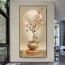 自粘玄关装饰画走廊过道竖版富贵九鱼现代简约轻奢3d立体墙贴壁画