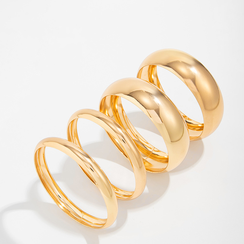 Europa y América de moda transfronteriza brillante boca ancha superpuesta brazalete conjunto de moda personalidad anillo de pigmento de oro exagerado pulsera mujer image 5