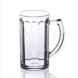 厂家直销亚克力水杯塑料带把塑料扎啤杯PC塑胶啤酒杯食品级果汁杯