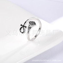 跨境埃及ankh十字架戒指 简约珐琅荷鲁斯之眼保护象征礼物