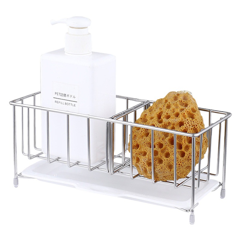 Suministros de cocina 304 de acero inoxidable encimera de esponja estante de drenaje fregadero multifunción de almacenamiento de trapo rack ajustable