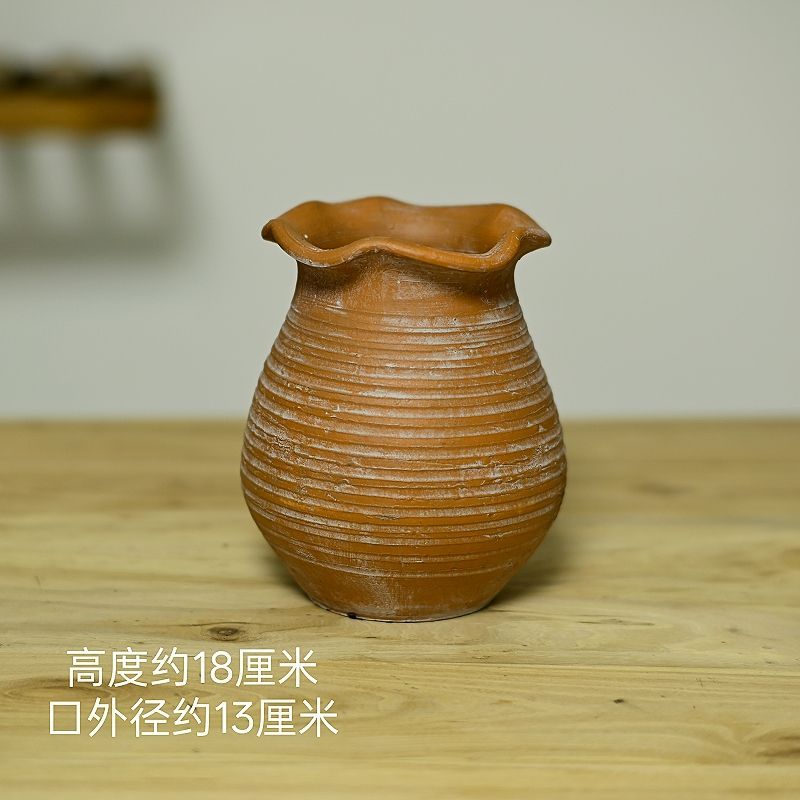复古手工陶罐土陶罐手工花瓶花盆民宿装饰插干花水培客厅摆件|undefined
