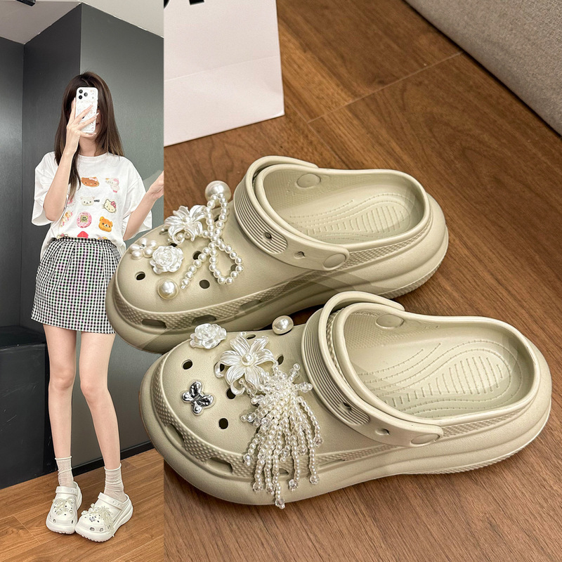 2026 Summer New Pearl Flower Eva Clogs for Women, Small Size, Thick-Soled, Height-Increasing, Closed-Toe Sandals for Women 2026 Summer New Pearl Flower Eva Clogs for Women, Small Size, Thick-Soled, Height-Increasing, Closed-Toe Sandals for Women