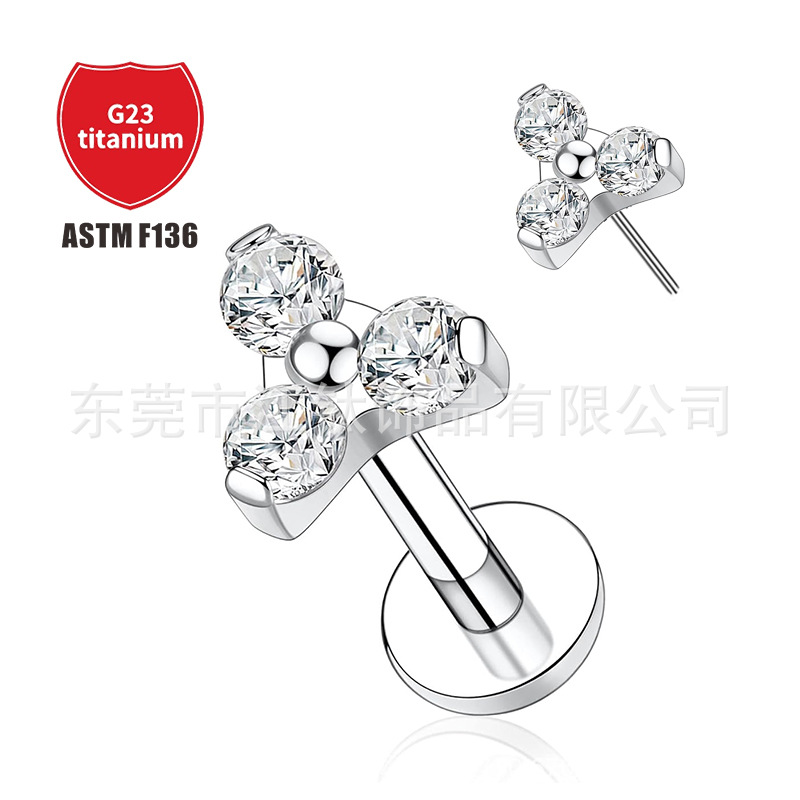 Pointed titanium steel lip stud product view