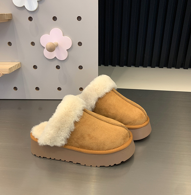 Pantofole pelose Baotou da donna da indossare fuori autunno e inverno nuovo stile celebrità di Internet muffin suola spessa più scarpe di cotone pigro calde di velluto_voghion.com