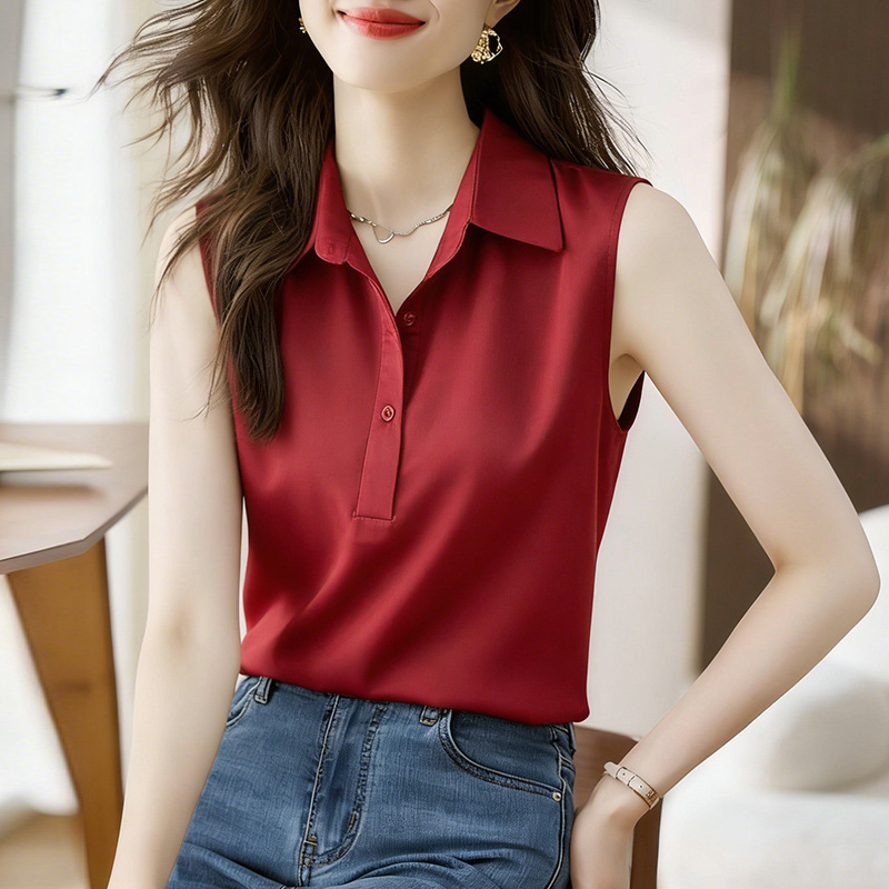 Brand Silk Shirt for Women 2026 Summer Fashion Simple Elegant Top Versatile Slimming Blouse