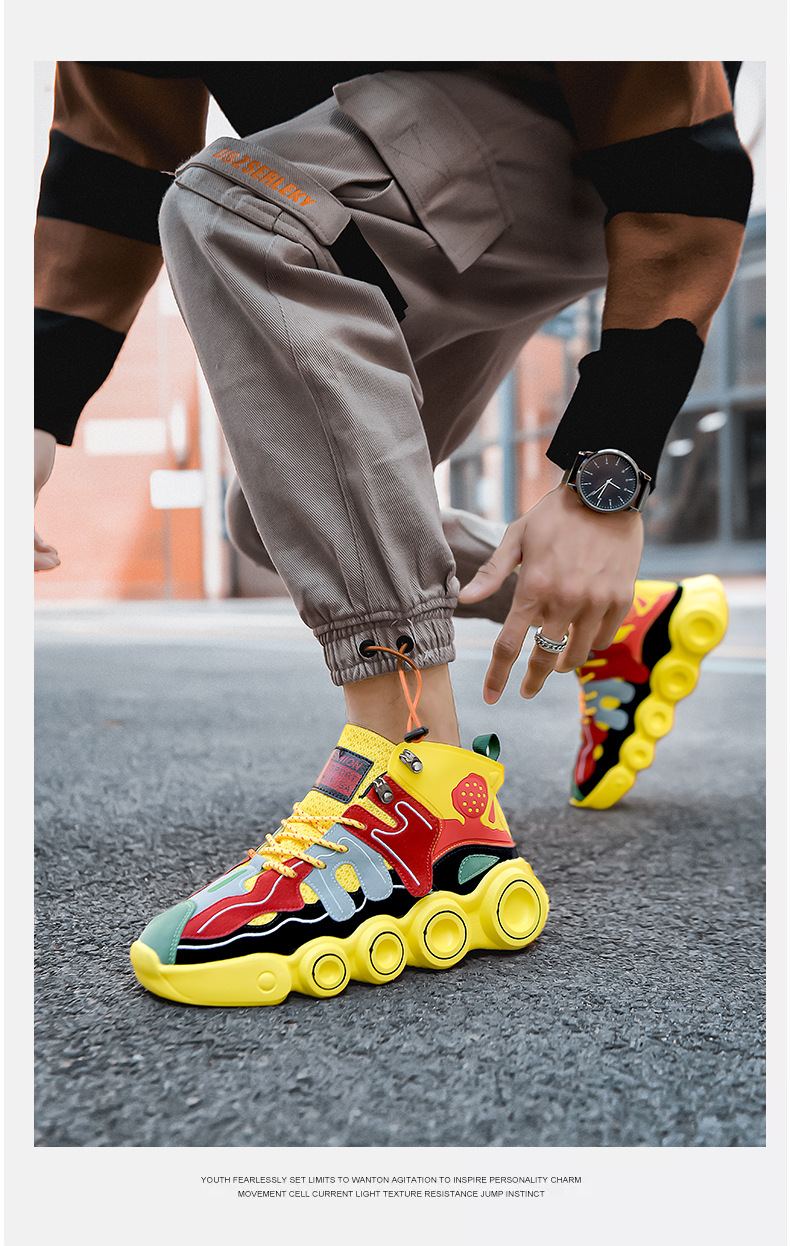 Men's Colour-matching Mesh High-top Sneakers For Men_voghion.com