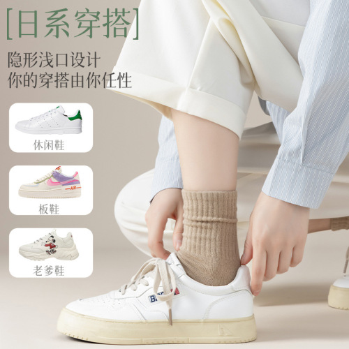 Boneless women's knee-high summer thin postpartum socks white long socks spring and autumn puffy socks for women 100% cotton wholesale women's socks