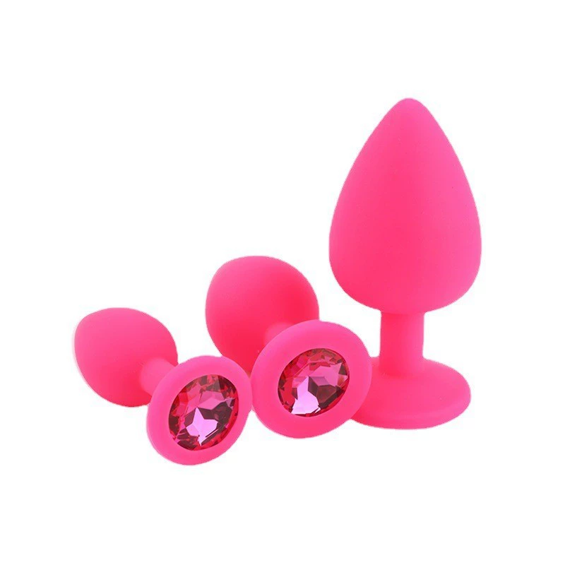 Anal plug silicone, small–large sizes, jeweled base, multiple packaging options