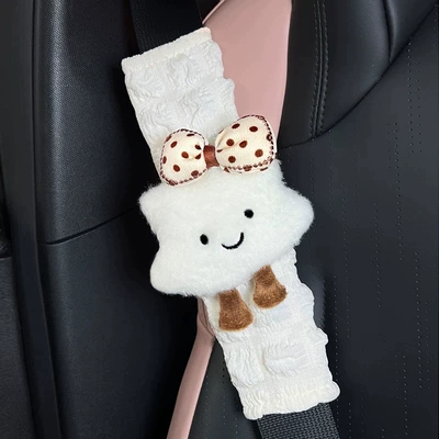 belt shoulder pad decoration anti-collar: Seat belt shoulder pad - cloud-bow-puff-shoulder-pads-about-2563cm