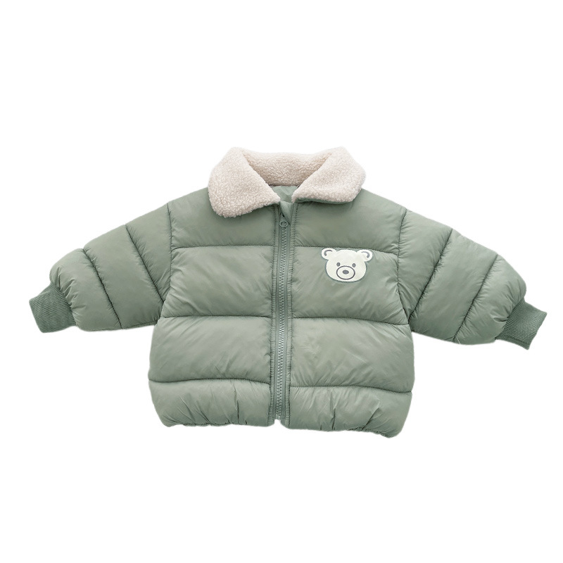 Ropa de algodón para niños otoño y invierno nuevo bebé varón relleno de algodón grueso chaqueta de solapa ropa de bebé adorable chaqueta de algodón cálida