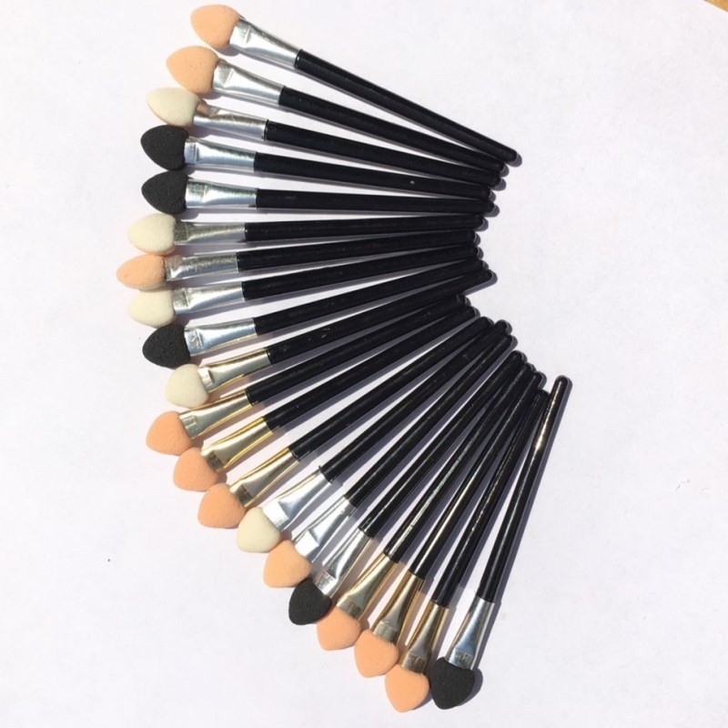 Palo de sombra de ojos de una sola cabeza personalizado, cepillo de sombra de ojos de algodón de látex negro, cepillo de esponja, herramienta de maquillaje en stock