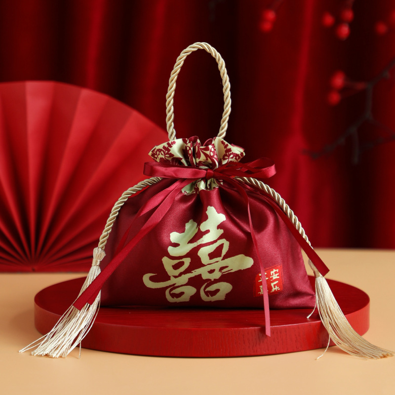 结婚喜糖袋子2025新款高级感婚礼订婚专用糖果布袋喜糖盒子免折叠|undefined