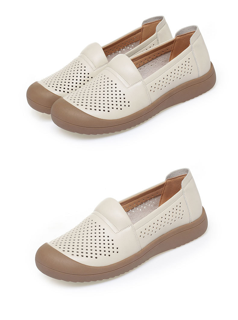 Sandal nữ da bò thật mũi kín đế mềm thoáng khí — màu be chi tiết 13