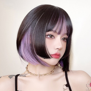 Painted Coco Wig Women's Ji-style Short Hair Princess Cut Fashion Stylish Stylish Stylish Hanging Ear-dyed Bobo Full Head Cover