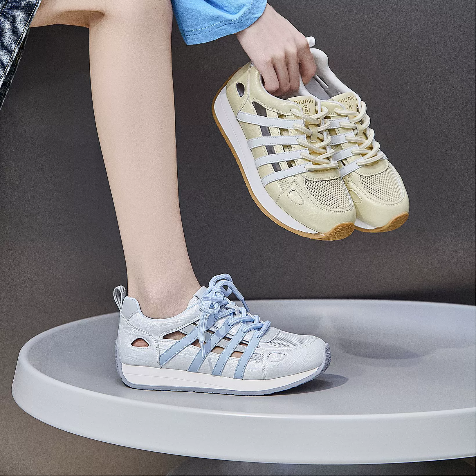 Кожаная полая сетка дышащая спортивная повседневная обувь женская 2025 летняя новая мода