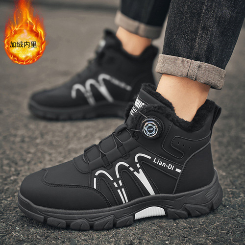 2025 Winter New Fleece Lined and Thick Cotton Men's Shoes, Versatile and Warm Martin Boots, British Style Fashion Trendy Shoes