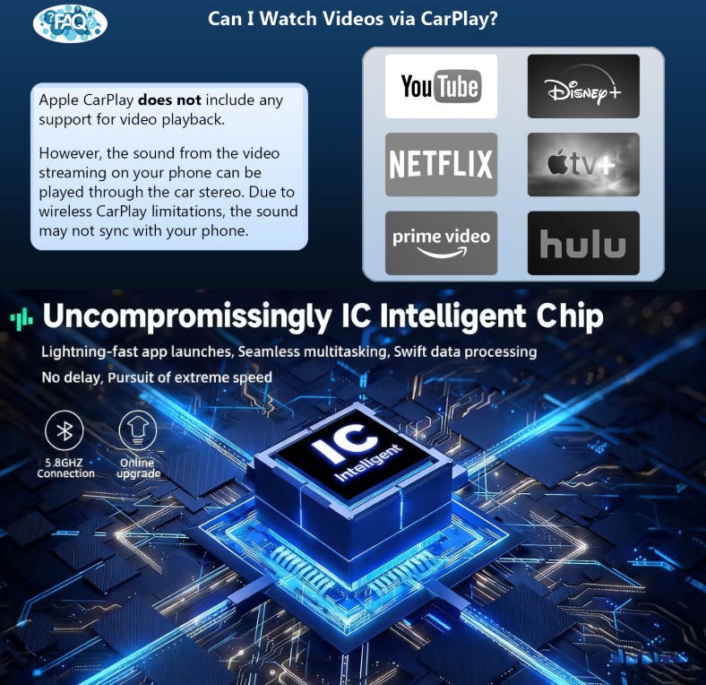 Wireless Carplay Car USB 2-in-1 Apple Android Auto 2-in-1 Screen Projection Overseas Youtube Interconnection