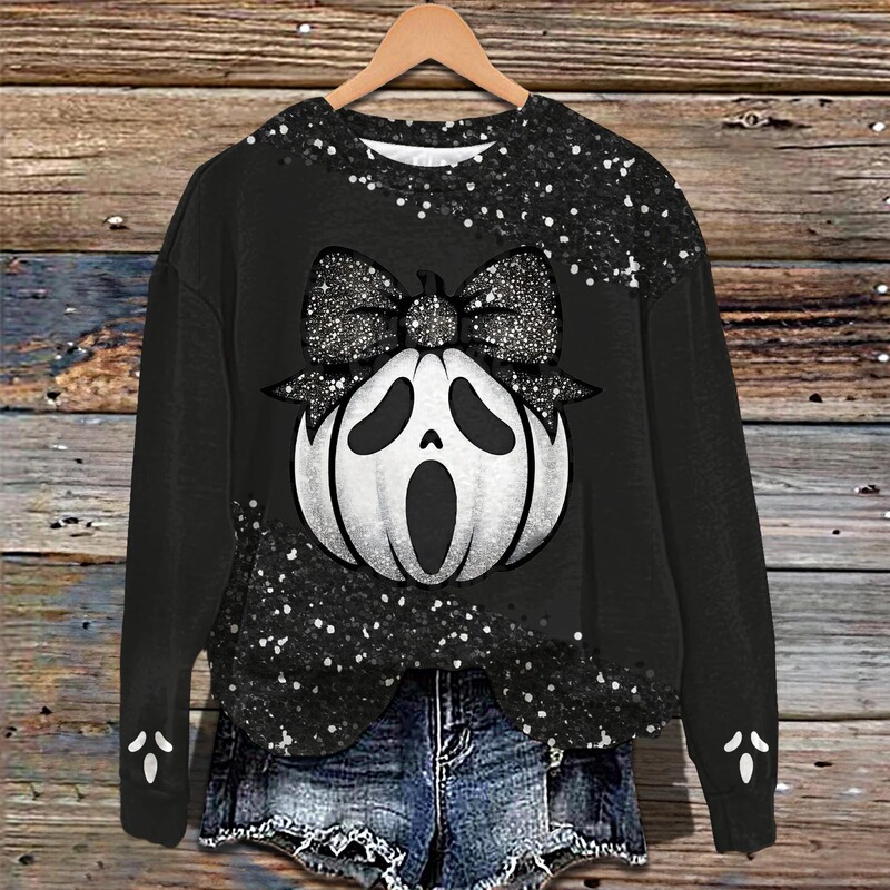 Cross-Border Halloween Sweatshirt Halloween Printed American Round Neck Women's Sweatshirt Autumn Jacket Women's Style