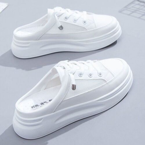 Korean-style headband half-slippers women's outdoor 2025 summer ins mesh breathable casual shoes lazy white shoes for women