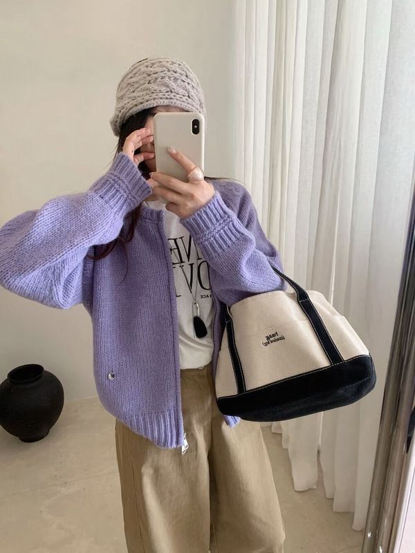 多巴胺色小个子短款针织开衫外搭女韩系风简约百搭减龄拉链毛衣女|undefined