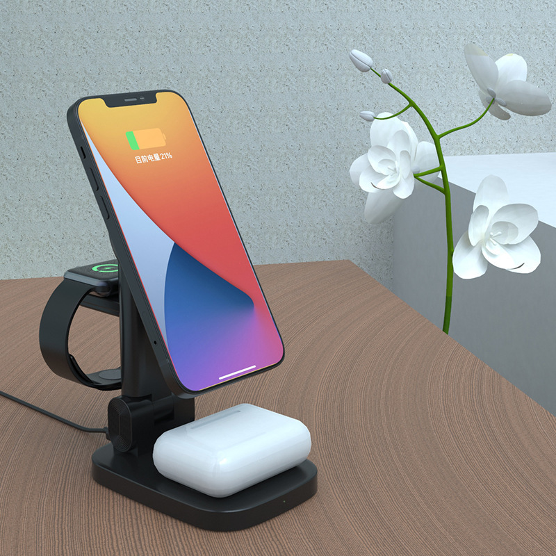 Suitable for Apple Magsafe Magnetic AirPods Earphone Watch Folding Three-in-One Wireless Charger Suitable for Apple Magsafe Magnetic AirPods Earphone Watch Folding Three-in-One Wireless Charger