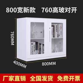 8KIJ文件柜矮柜玻璃移门书柜办公室玻璃文件推拉铁皮柜小钢制储物