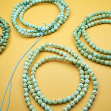 小清新湖北原矿高瓷蓝绿松石小米珠手链手串项链宝石散珠配珠礼物