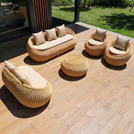 户外家具藤沙发圆藤沙发阳台休闲沙发仿藤沙发庭院桌椅藤家具圆藤