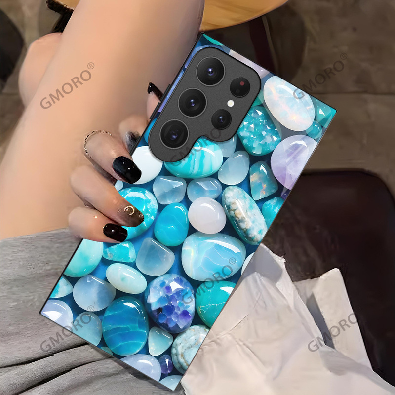 Temu's Popular Galaxya16 Samsung Phone Case S25 Three-Dimensional Protective Cover S24 Pebble Glass Case S22