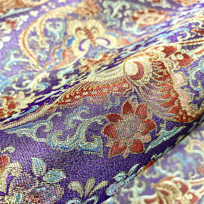 蝴蝶团花流光锦人丝面料仿宋锦新中式国风织锦缎马甲外套服装布料