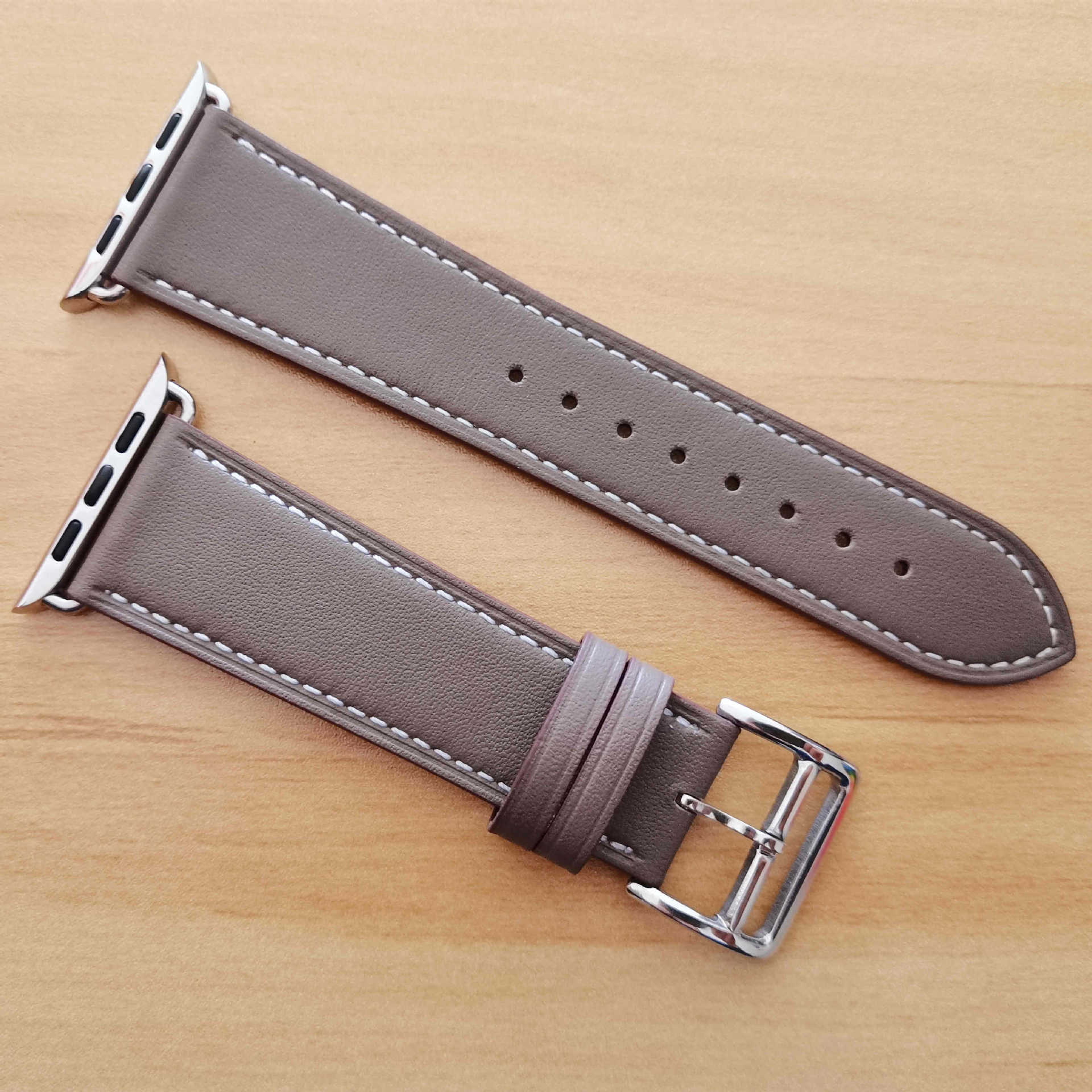 适用苹果iwatch皮表带23456代SE爱马仕/华为双面皮表带真厂家批发|ru