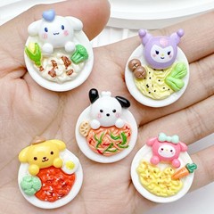卡通三丽鸥西餐盘子树脂配件diy奶油胶手机壳发夹头绳冰箱贴片