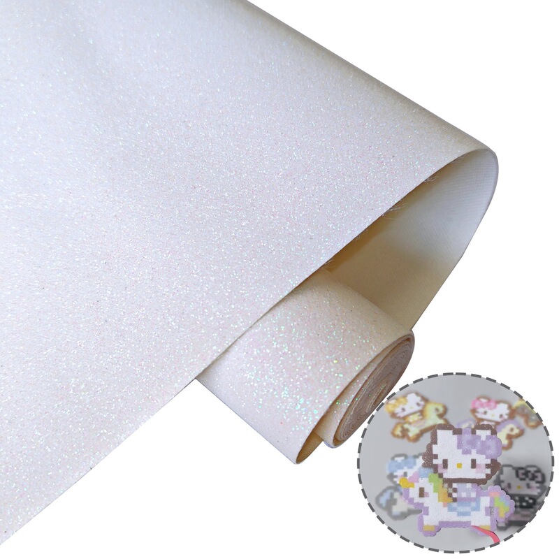 Fine glitter fabric with bead appliques, PU small roll bead fabric, non-staining glitter fabric for handicrafts Fine glitter fabric with bead appliques, PU small roll bead fabric, non-staining glitter fabric for handicrafts